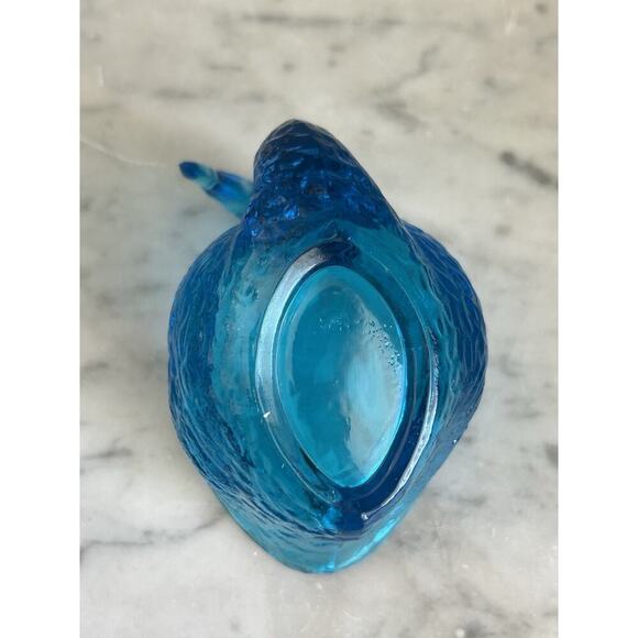 Vintage Swan L E Smith Glass Turquoise Blue Trinket Dish Nautical Beach Decor - Picture 12 of 16